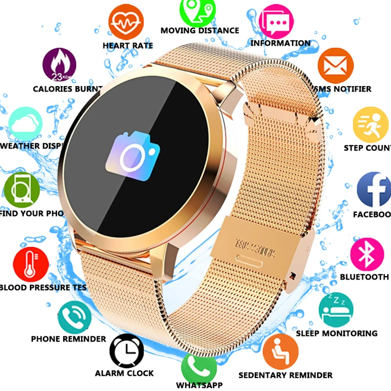 Новый Q9 OLED Bluetooth Smart часы Нержавеющая сталь Водонепроницаемый носимого