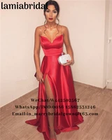 sexy red plus size cheap 2k19 prom dresses a line crystals high split long 2019 couple fashion formal evening vestidos de fiesta
