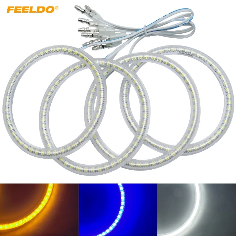 FEELDO 4x90мм Авто SMD ангельские глазки свет Halo Кольцо для Лада ВАЗ 2110/2112 фара #
