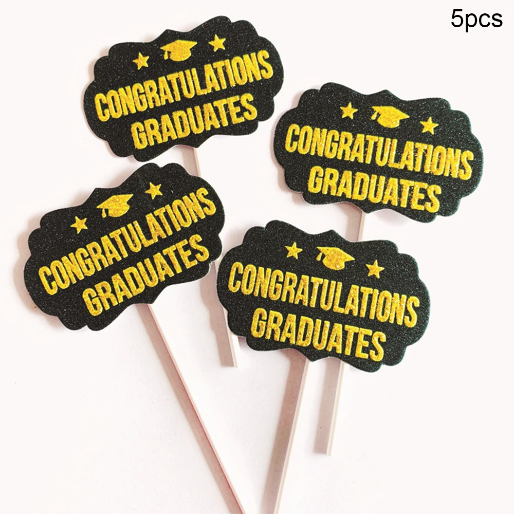 YORIWOO 5pcs 2019 Graduation Cake Topper Cupcake Toppers Congratulation High School Party Decoration Birthday Wedding | Дом и сад