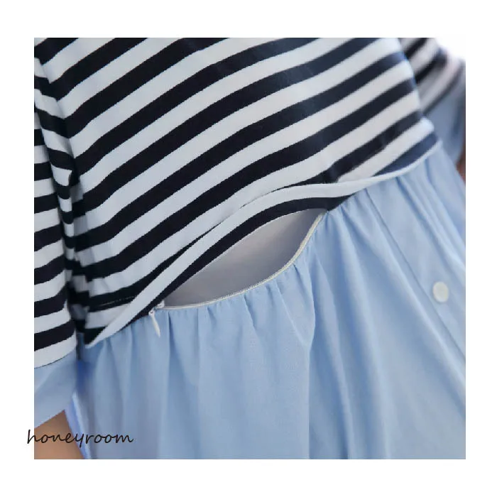 Полосатая хлопковая одежда для кормления грудью топ Футболка беременных весна