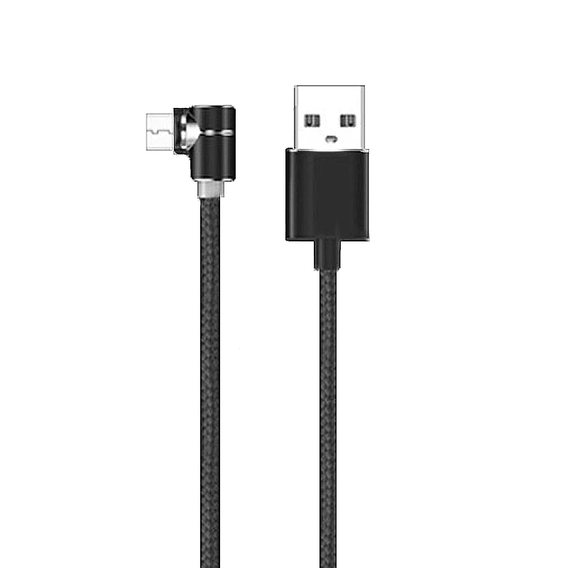 Черный Быстрый Магнитный 90 градусов кабель Micro usb type C зарядное устройство для iPhone XS X XR 7 samsung S8 магнит Android телефонный кабель Шнур - Цвет: Черный