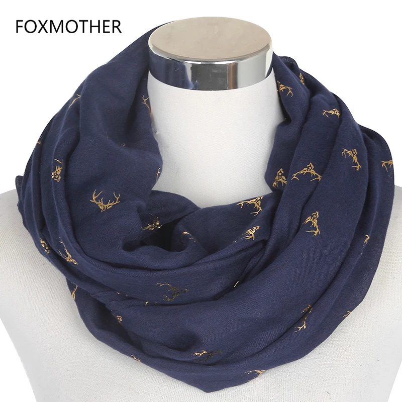 Женский шарф FOXMOTHER новый дизайн 2019 года с принтом головы оленя цвета: металлик