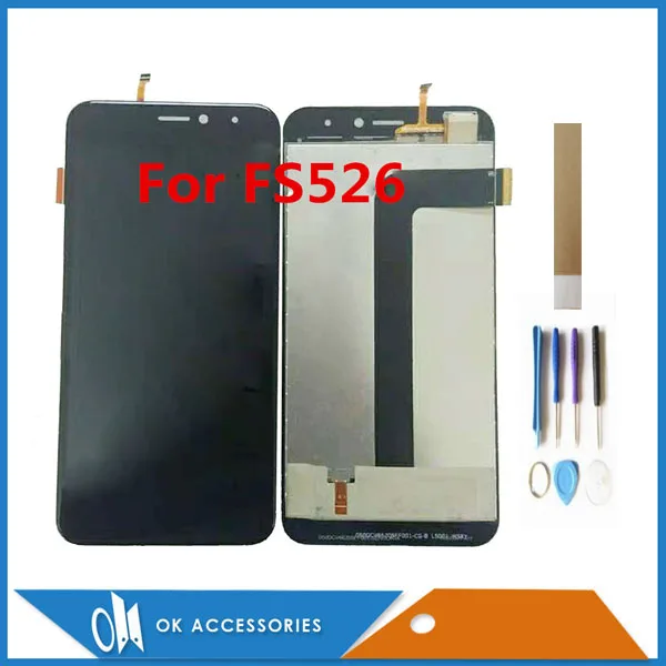 

For Fly FS526 Power Plus 2 LCD Display With Touch Screen Digiziter Assembly High Quality Black Color With Tools Tape