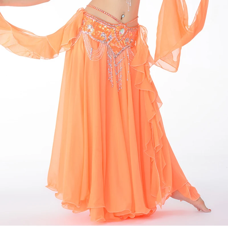 Chiffon Belly Dance Clothing 3 Layers Full Circle Long High Waist Maxi Women Skirts for |