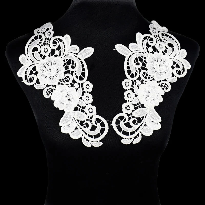 1 пара кружевной Вышитый цветочный вырез воротник отделка одежды нашивка с