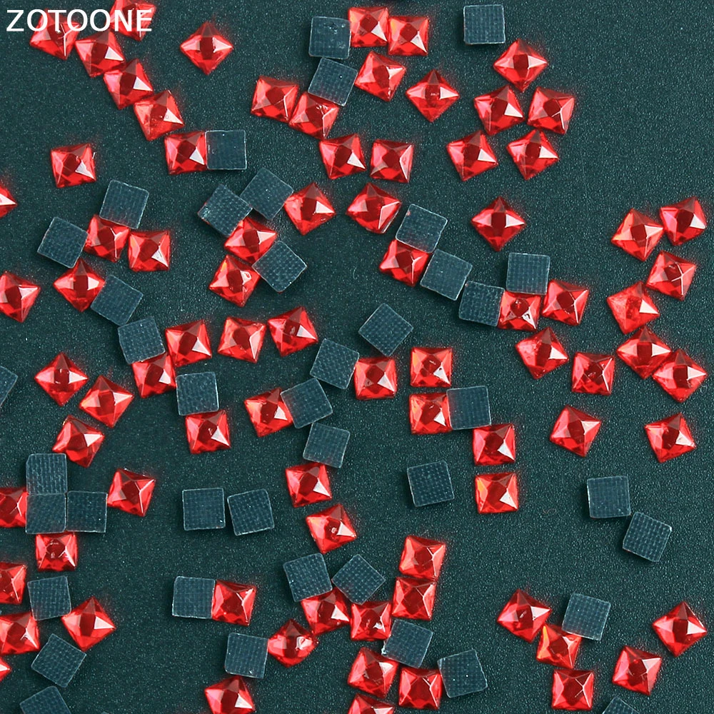 ZOTOONE 50 шт. 4*4 мм Горячая фиксация квадратные Стразы красный клей Стразы Кристалл Плоская задняя сторона ногтей Свадебные украшения Стразы для ткани