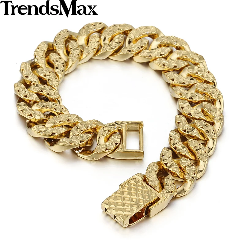 Trendsmax 14 мм в ширину 19 см длинные женские Девушки Мода Блестящий Браслет большой