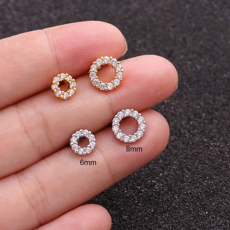 Селлсетс Серебряный и Золотой Цвет Серьга в Студиях с Кристаллами Кубического Циркония для Пирсинга Месяца Звезды Хряща Ушной Раковины Трагуса Геликса.