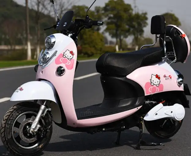 Light Pink Cat 60V Электрический мотоцикл, много стилей, светодиодный, водонепроницаемый, кожа, подушка, двойной дисковый тормоз, демпфирование, 1200 кВт, 60 В, 72 в, мопед, для взрослых - Цвет: Light Pink Cat 60V