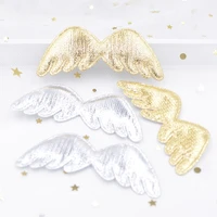 30pcs 78mm gold and silver cloth angel wing appliques padded patches for diy crafts clothes hairpin ornament accessories g01