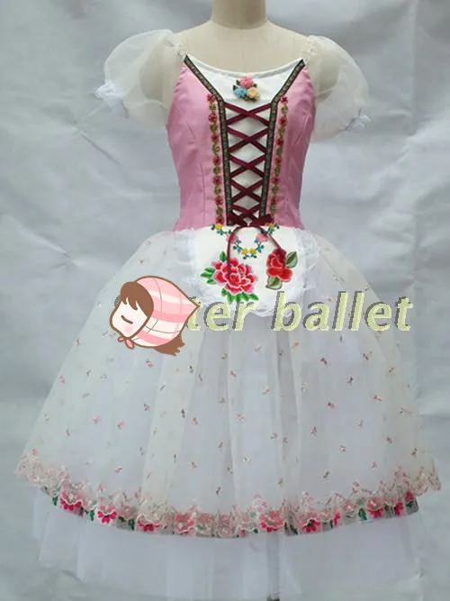 

Розовое белое балетное платье Tu, трико для выступлений на сцене