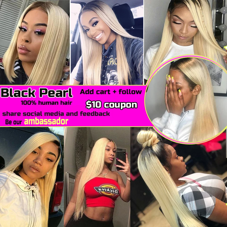 

Black Pearl Ombre Bundles With Closure Brazilian Straight Hair 613 Honey Blonde Bundles With Closure Remy 613 Hair Extensions