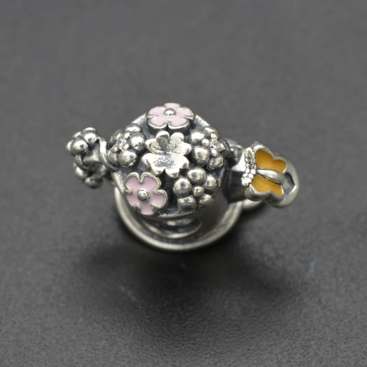 925 sterling silver flower butterfly watering cans charms bracelet beaded DIY string accessories gift | Украшения и аксессуары