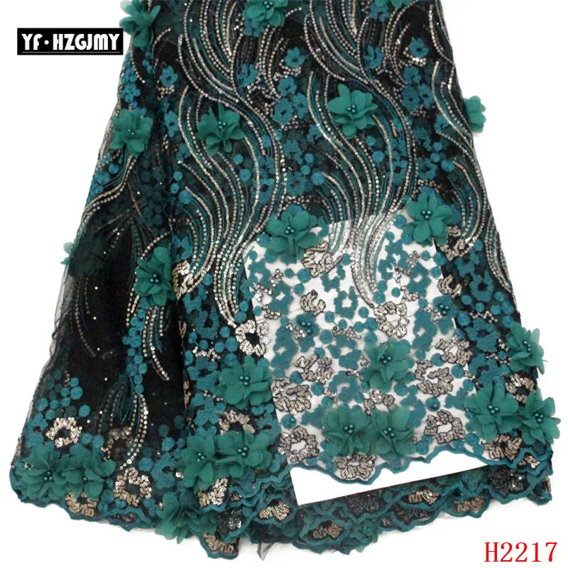 

YF HZGJMY 3d High Quality French Lace Big Flowers Embroidered Tulle Lace Fabric 2019 Peach Sequin Beaded Net Lace Fabric A2217