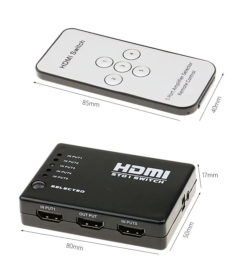 Новый HDMI концентратор с 5 портами 1080P видео переключатель сплиттер ИК пультом для