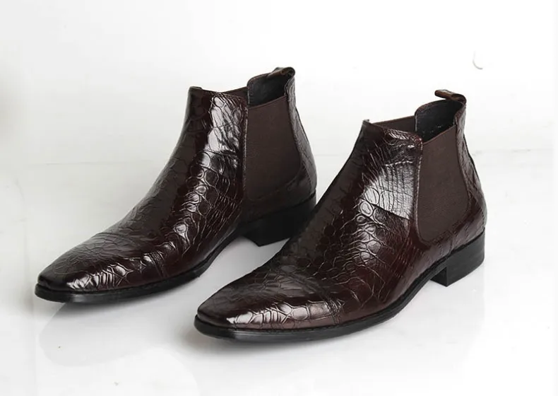 Ботильоны мужские из натуральной кожи высокие классические эластичные летняя