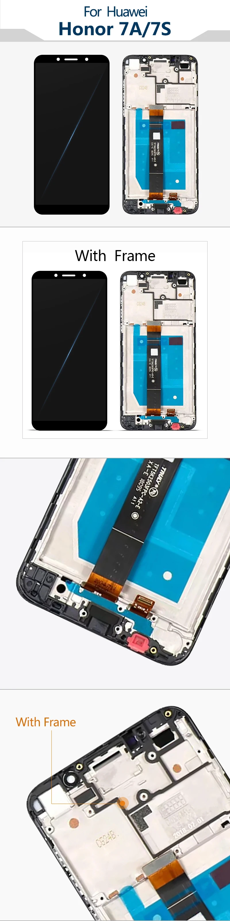 5,4" для HUAWEI Honor 7A DUA-L22 7S DUA-LX2 L02 ЖК-дисплей сенсорный экран дигитайзер запасная деталь в сборе с рамкой