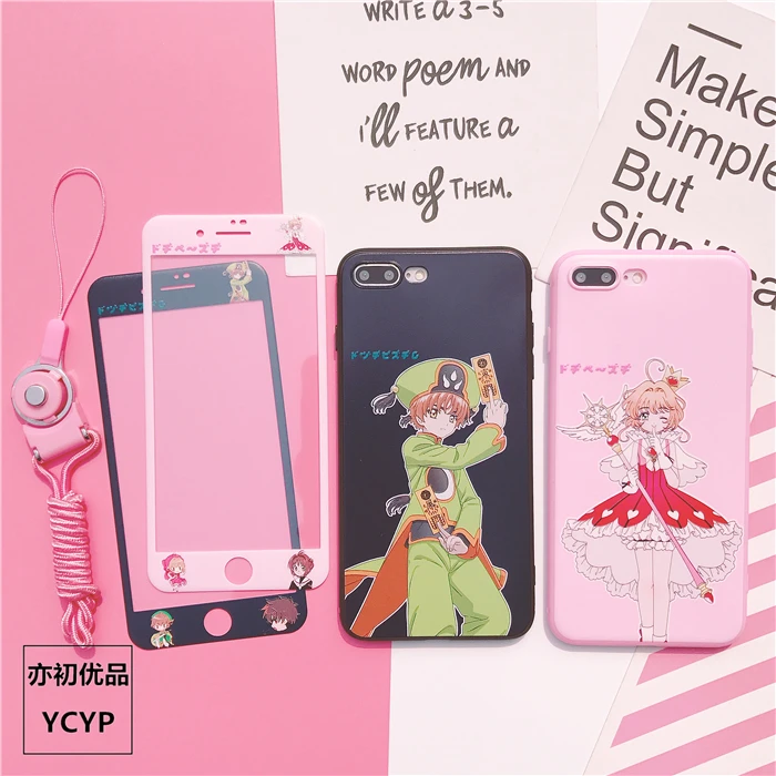 Чехол для iphone XS Max Cardcaptor Sakura + пленка экрана из закаленного стекла X XR 7 8plus 6 6S plus