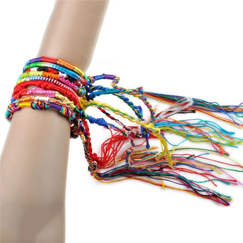 Оптовая продажа смешанные цвета 20 шт. плетеные браслеты нить дружбы женские и