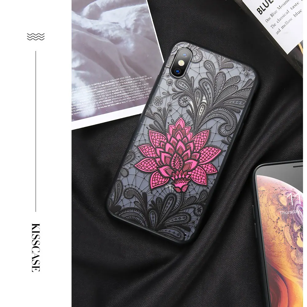 KISSCASE 3D Flower embossed phone cases For Samsung Galaxy S6 S7 Edge Cases hard PC S8 S9 plus Note 8 9 Capa |