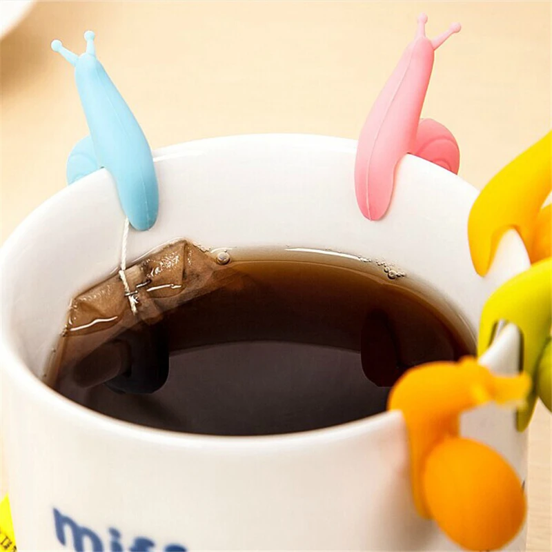 5PCS Cute Snail Silicone Tea Bag Hanging Mug Cup Clip Infuser Easter Birthday Party Supplies Wedding Decoration Kids Gifts | Дом и сад