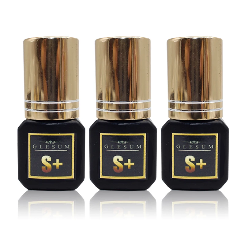 GLESUM быстросохнущий клей для наращивания ресниц 1 2 сек 3 шт. 5 мл прозрачные/черные