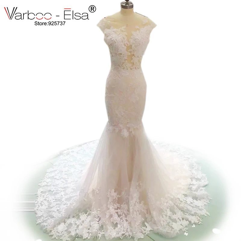 Кружевное свадебное платье русалка с аппликацией и цветами|robe mariage|vestido de noiva debridal