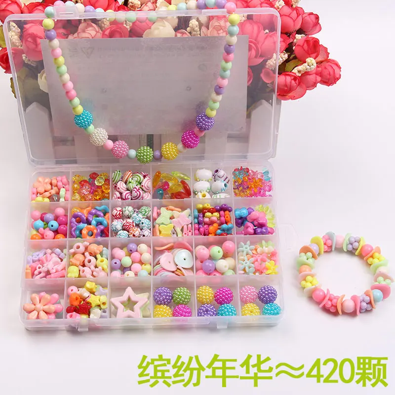 420Pcs 500 шт./лот Многоцветный бусины игрушечные лошадки дети браслет цепочки и ожерелья ювелирных изделий наборы Развивающие игрушки для детей juguete - Цвет: 420Pcs