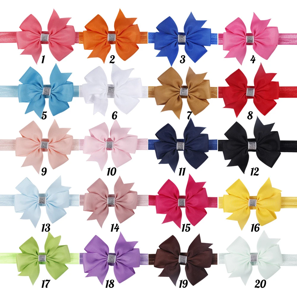20 шт./лот 3 &quotPinwheel бант головная повязка сплошная корсажная лента повязки с