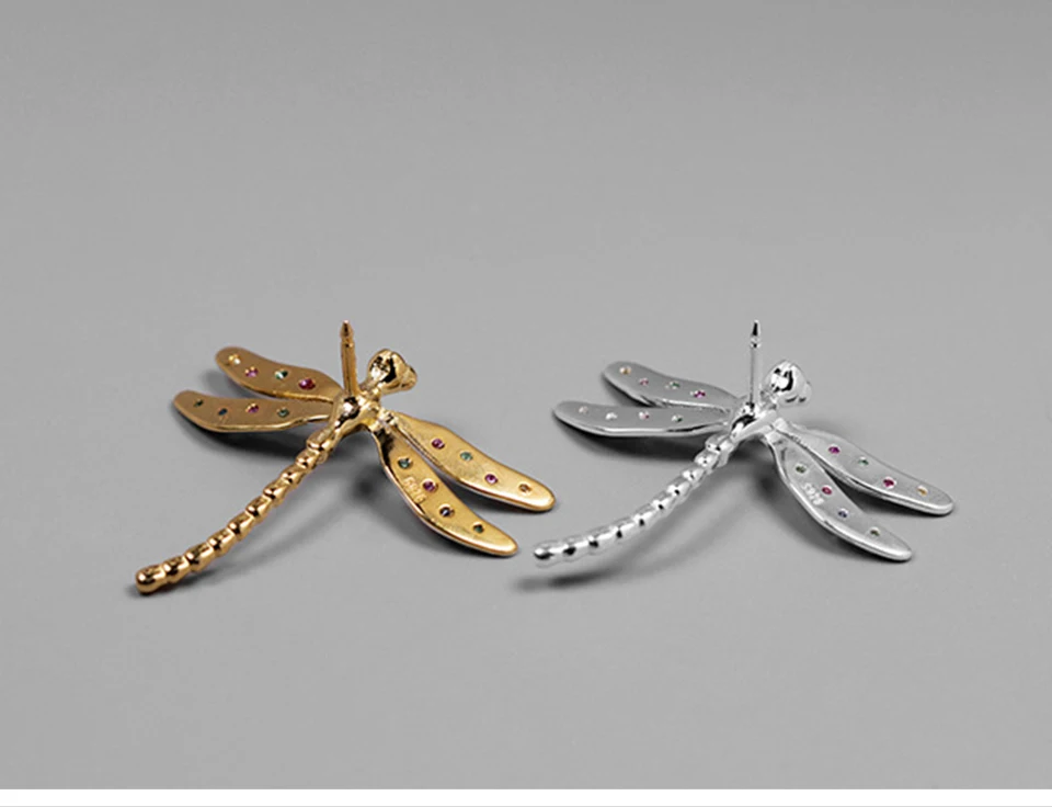 Lotus Fun реальные 925 серебро ручной работы Fine Jewelry многоцветный циркония красивая стрекоза Дизайн броши для Для женщин