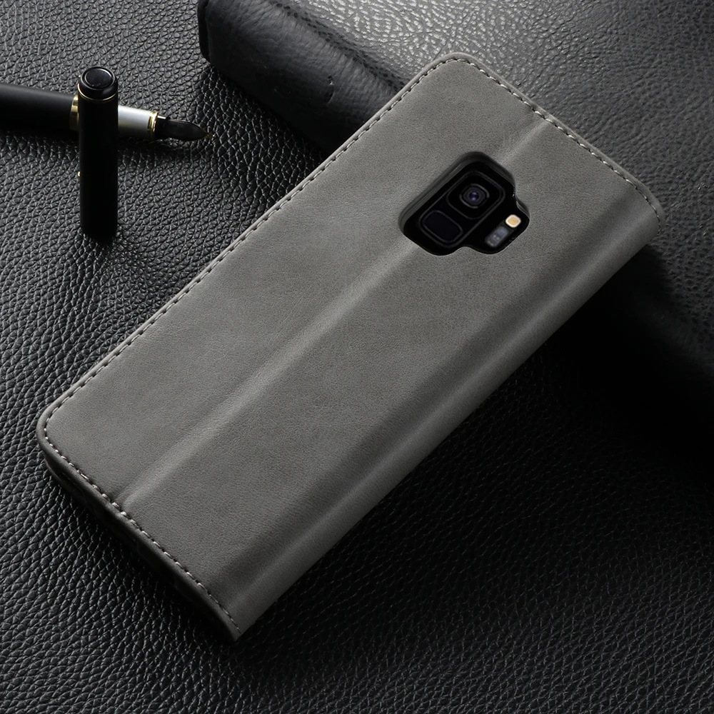 Роскошный кожаный флип чехол для Samsung Galaxy S9 Plus мягкий силиконовый с отделением