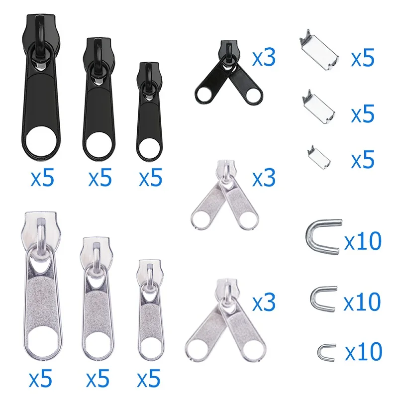 Zippers Only Великобритания/США, набор для ремонта молнии 85 шт., инструменты для одежды, молнии для одежды, сменный спасательный набор для мгновенного ремонта, установка плоскогубцев - Цвет: Zippers Only