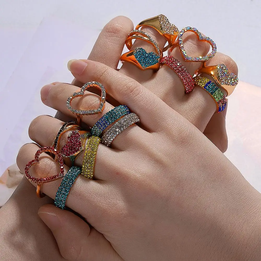 Miwens Bauble Ba разноцветные кольца с кристаллами для женщин яркий камень в форме сердца кольца на палец очаровательные Роскошные вечерние ювелирные изделия от производителя