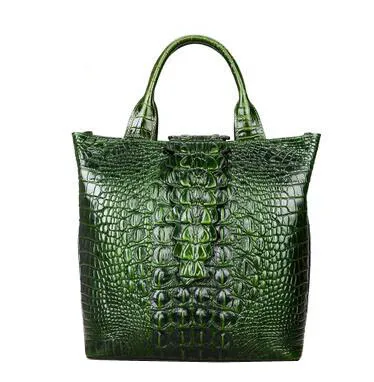 Green Новые женские сумки из натуральной кожи, модные сумки с узором «крокодиловая кожа», роскошные женские сумки, дизайнерские женские кожаные сумки - Цвет: Green