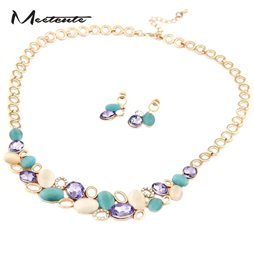 Meetcute Новые Элегантные Красочные кошачьи глаза камень короткий Чокер Ожерелье 1