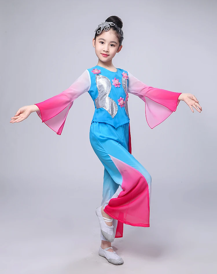 Детские Классические танцевальные костюмы Hanfu Национальный танцевальный костюм