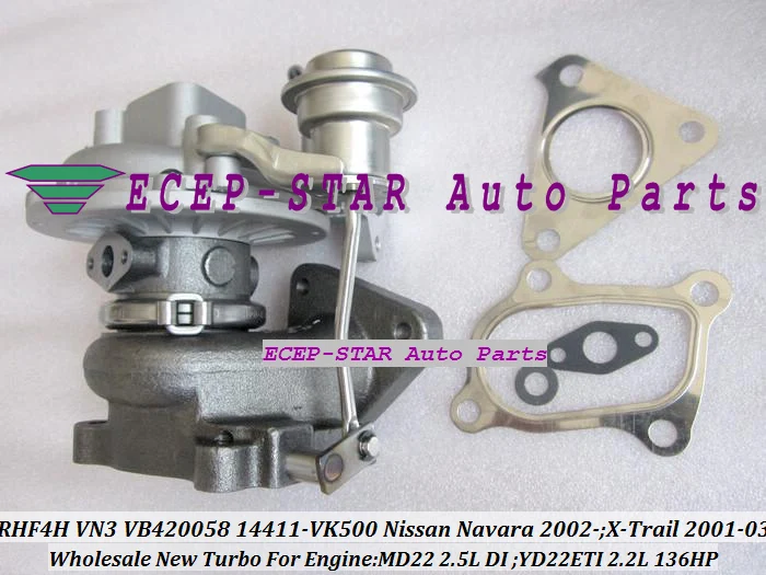 RHF4H VN3 14411 VK500 VK50B VB420058 VA420058 VA420115 VD420058 Turbo для NISSAN Navara 2.5L DI X Trail MD22 YD22ETI 2.2L|turbocharger