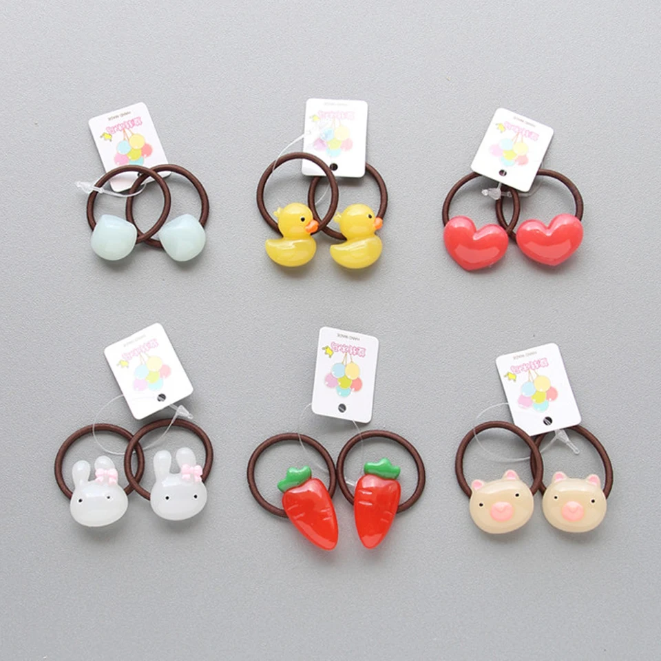 Милые Мультяшные Детские резинки для волос с изображением утки кролика моркови и