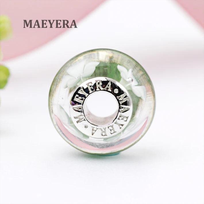 Серьги MAEYERA из стерлингового серебра 925 пробы с зелеными белыми цветами и