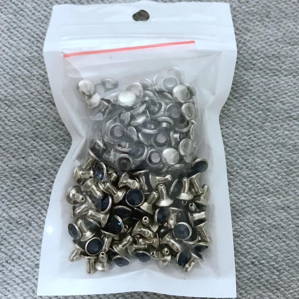 Новое поступление 100 комплектов 6 мм Монтана синий CZ + кристаллы заклепки из