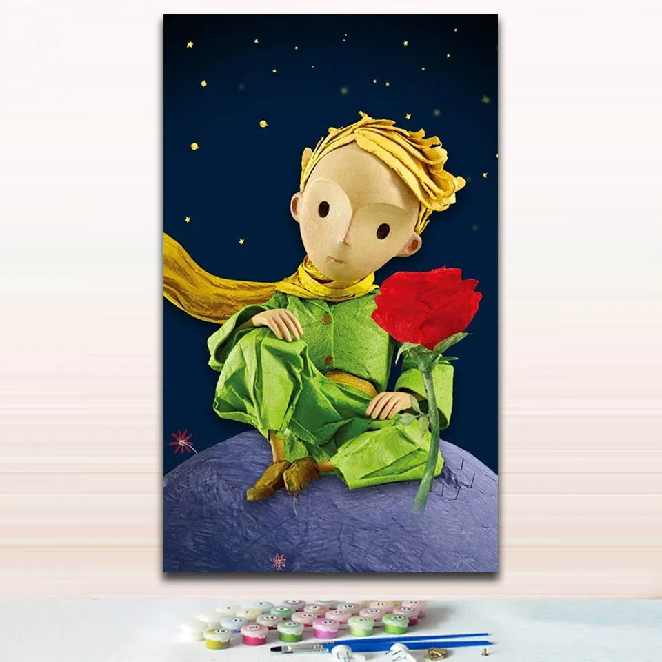 DIY картина по номерам princekin Лиса с принтом Маленький принц star розовый рисунок