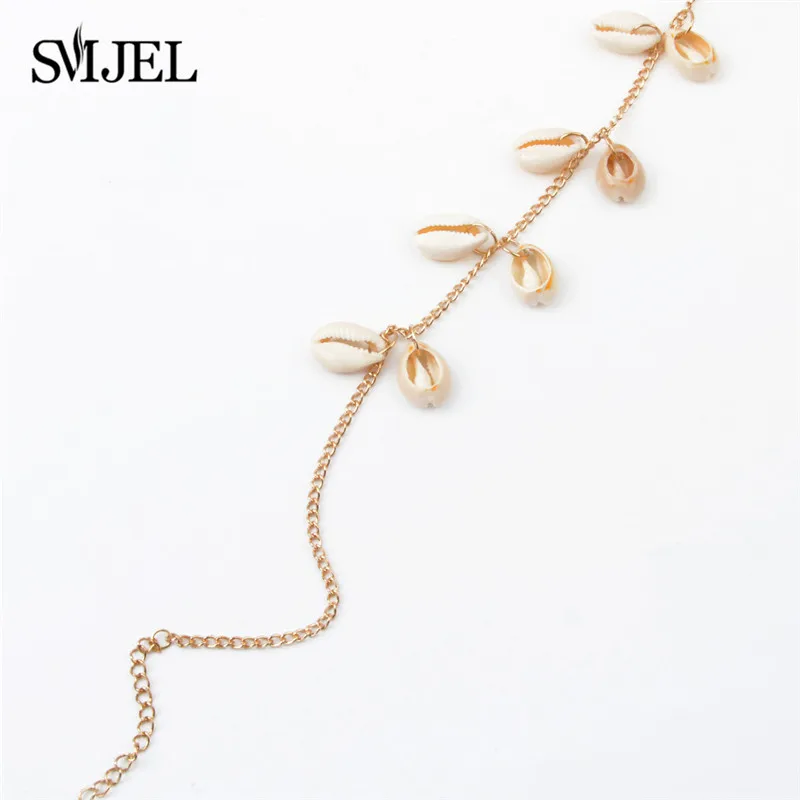 SMJEL Boho Seashell колье для женщин в виде раковины, колье, раковины, раковины, зеленый камень, бисер, Золотая цепочка, ожерелье, ювелирное изделие, бижутерия