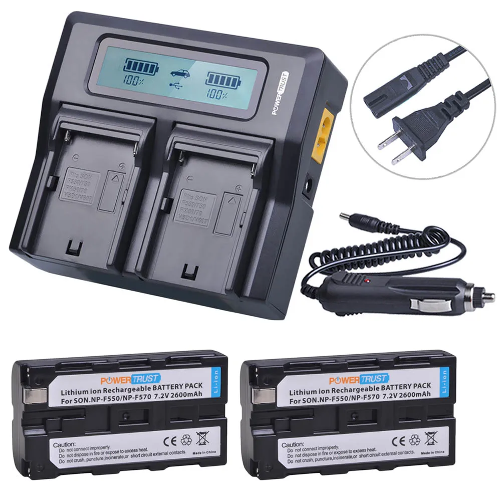 2Battery and LCDRDC 2 шт. 2600 мА/ч, NP-F550 NP-F570 F550 F570 Батарея и быстрой Зарядное устройство для sony NP-F330 NP-F530 NP-F570 NP-F730 NP-F750 Hi-8 - Цвет: 2Battery and LCDRDC