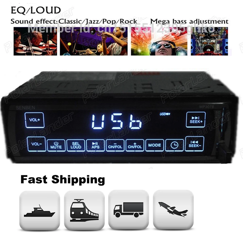 MP3/WMA/WAV плеер Автомобильный стерео радио LCD 3078 FM/SD/USB/MMC MP3 1 DIN 12V сенсорный экран Aux in