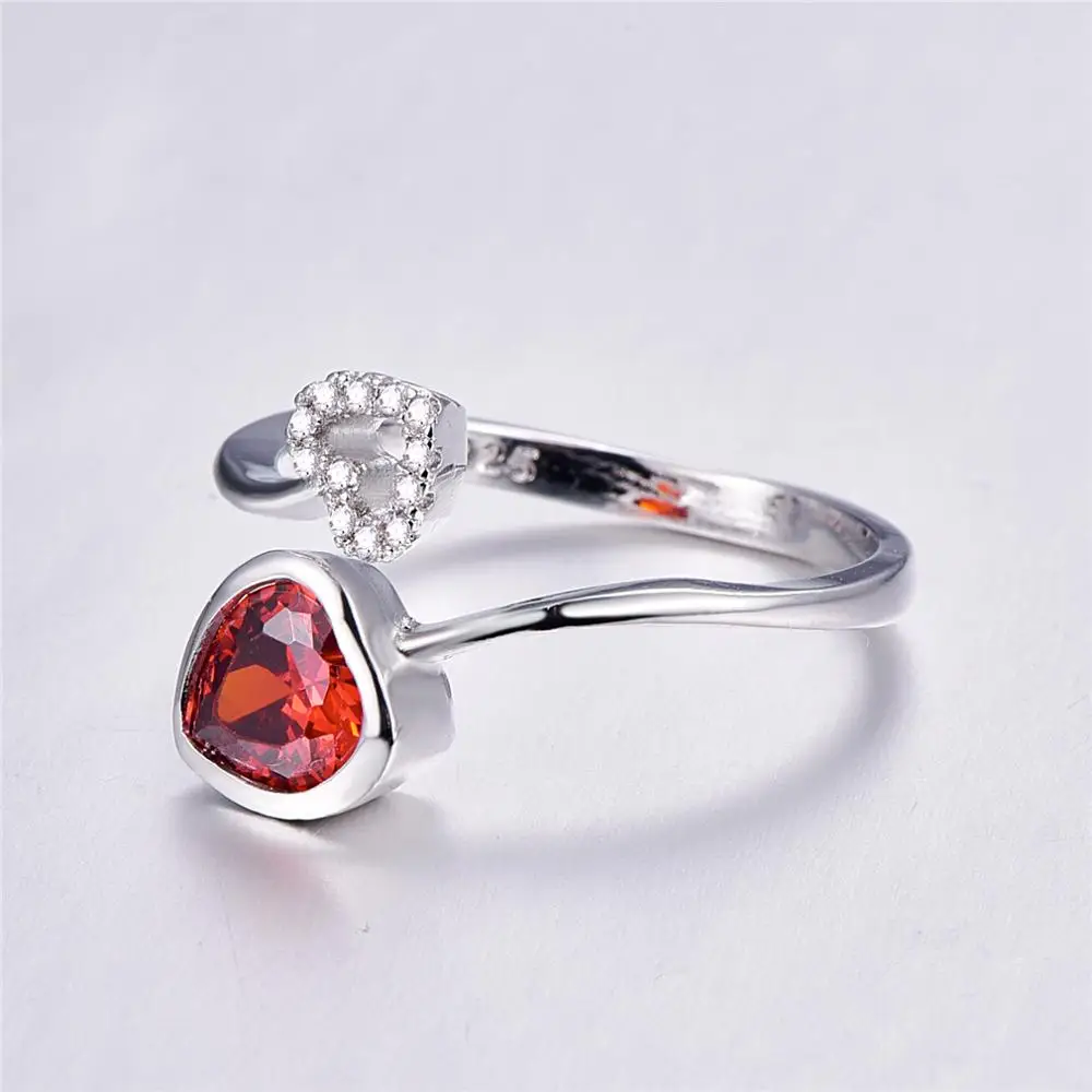 Double Heart Fashion Garnet &amp White 925 Silver Ring Wedding Romantic Jewelry | Украшения и аксессуары
