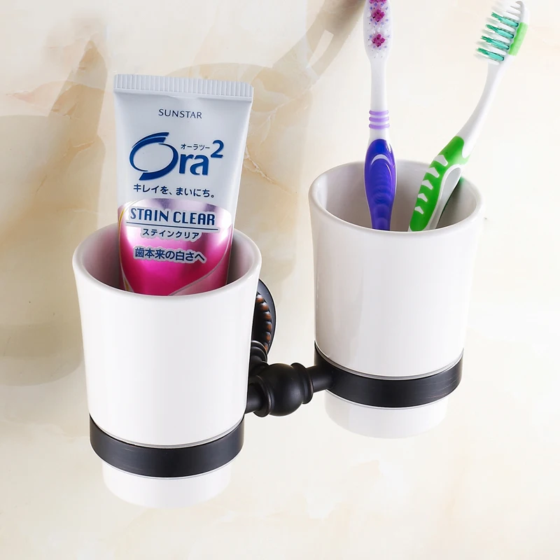 Держатели для чашек и стаканов 2 Керамика чашки античная латунь Зубная щётка