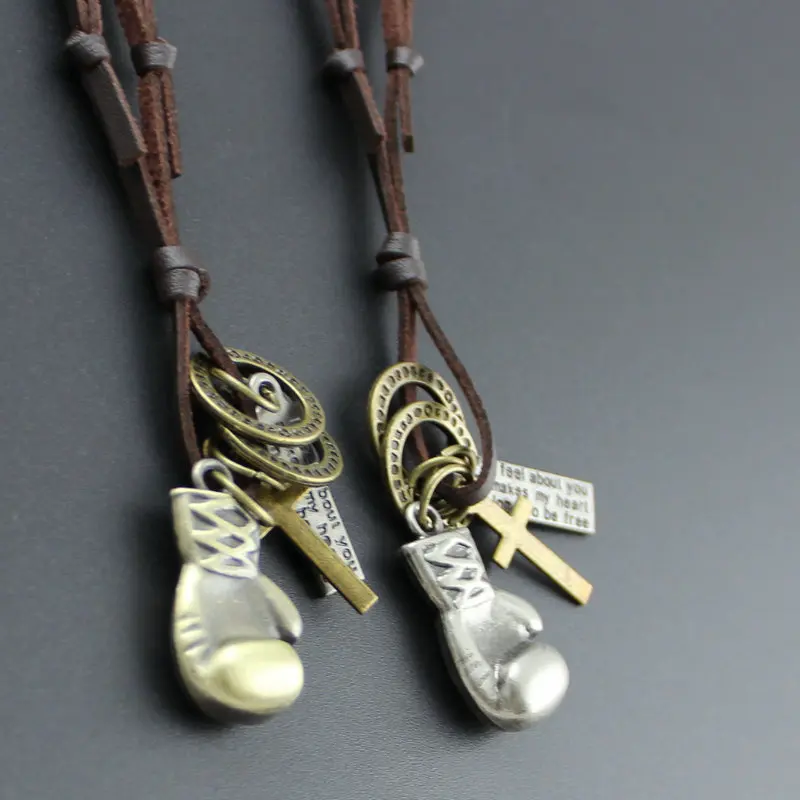 Личность Спортивная Боксёрские перчатки Homme Jewelry Подвеска Цепочки и ожерелья Для