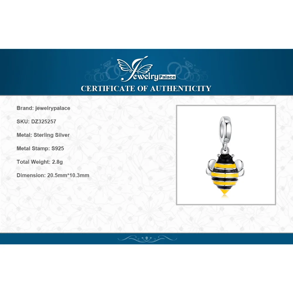 JewelryPalace Black And Yellow Enamel Bumble Bee Bead Charm Fit Bracelets Pendant Baking Finish Animals Not Include A Chain | Украшения и