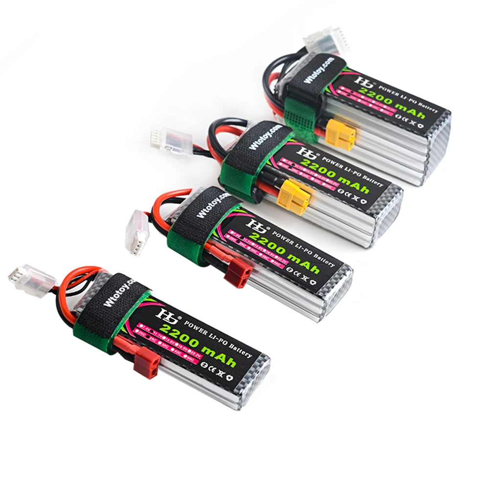Оригинальный аккумулятор HJ Lipo 7 4 В 11 1 14 8 в 22 2 2200 мАч 25c Max 50C XT60 разъем для
